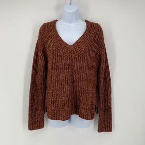 A New Day NWT Women's Brown V-Neck Knit Pullover Sweater Size Extra Small